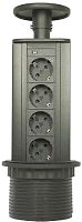 Розетка встраеваемая выдвижная механическая Mebax LK4 4-м. Ø100мм черный картинка
